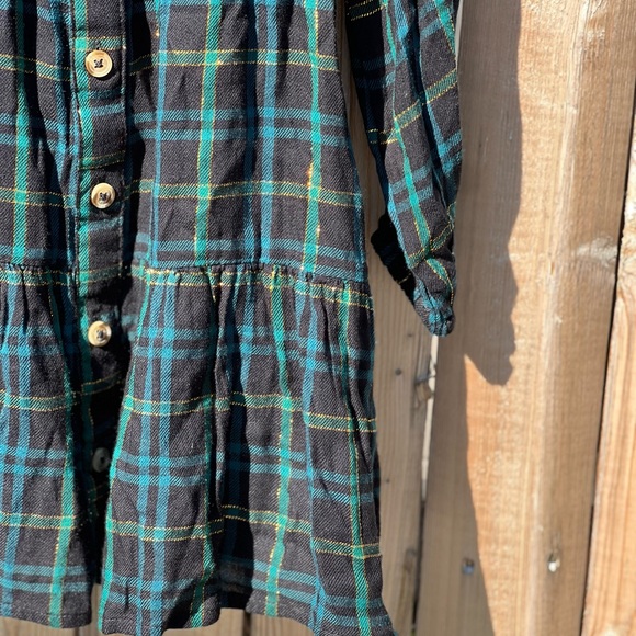 Cat & Jack Green Plaid /shimmer Gold Dress - Picture 8 of 8